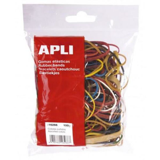 apli16266-goma-elastica-bolsa-stdo-colores-100gr