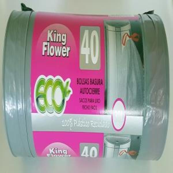 BOLSA BASURA GRIS 30L 40U. AUTOCIERRE KING-FLOWER GG95 al por Mayor ≫  Plasticosur