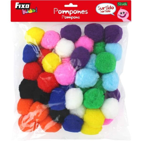 POMPONES 5CM 52U. COLORES STDOS al por Mayor ≫ Plasticosur