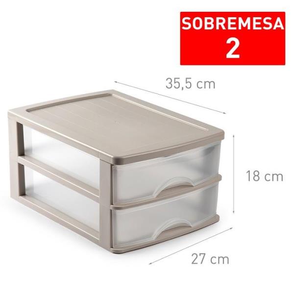 CAJONERA SOBREMESA 2 CAJONES MARRON al por Mayor ≫ Plasticosur