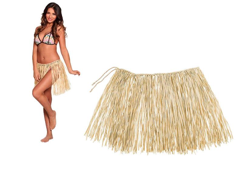falda de rafia hawaiana