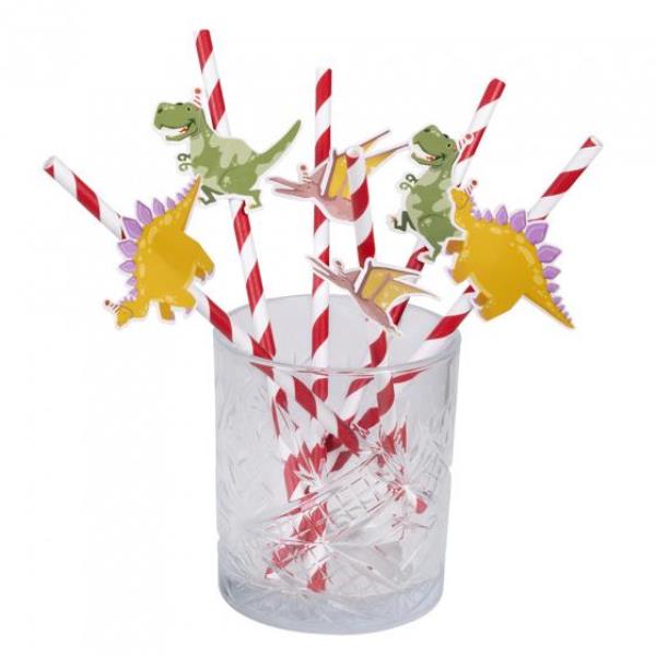 PAJITAS PAPEL DINO PARTY 20CM 6U. al por Mayor ≫ Plasticosur