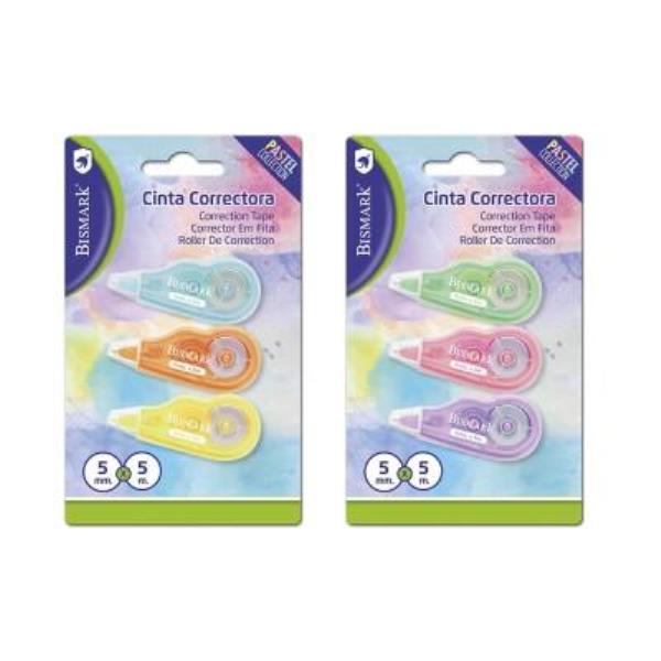 CINTA CORRECTORA MINI PASTEL 5MMX5M. 3U. BISMARK al por Mayor ≫ Plasticosur