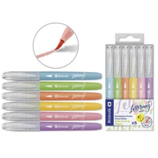 ROTULADOR GLITTER 6 COLORES LETTERING PASTEL al por Mayor