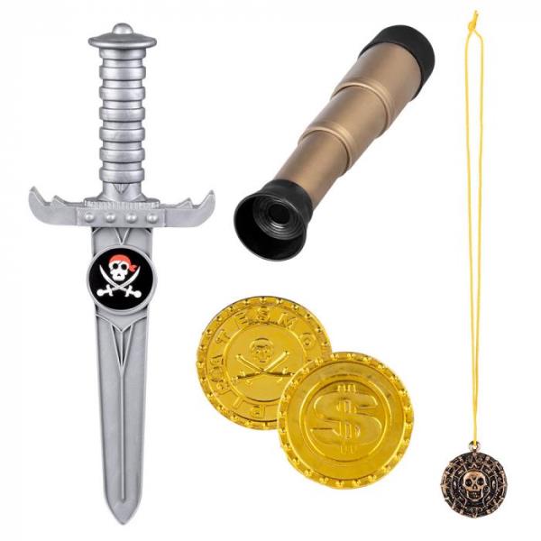 ACCESORIOS PIRATA ESPADA/TELESCOPIO 18CM/MEDALLA/MONEDAS al por Mayor ≫  Plasticosur