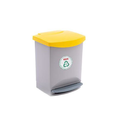 CUBO BASURA RECICLAJE C/TAPA C/PEDAL 25LTR PLASTICO/METAL CURVER