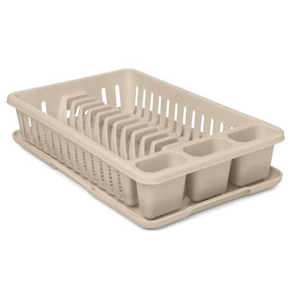 Tradineur - Escurreplatos con bandeja bloqueable en blanco 37 x 33