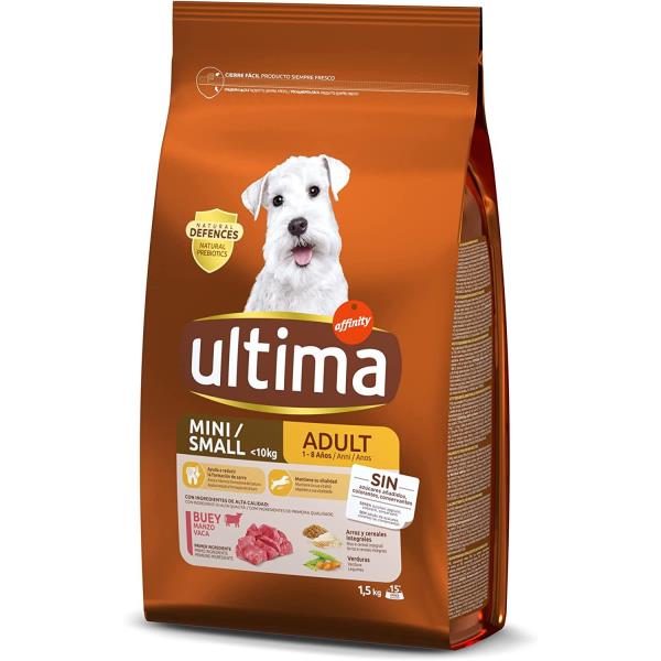 COMIDA PERROS MINI ADULTO ULTIMA BUEY 1,5 KG. al por Mayor ≫ Plasticosur