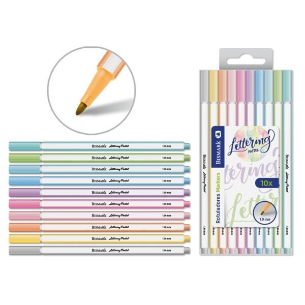 ROTULADOR 1MM 10 COLORES LETTERING PASTEL al por Mayor ≫ Plasticosur