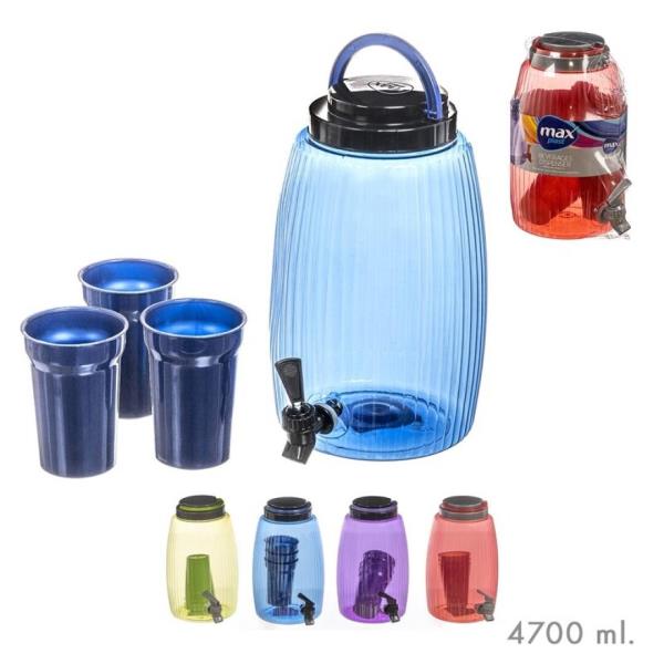 DISPENSADOR BEBIDAS PLASTICO C/3 VASOS STDO 4 COLORES al por Mayor ≫  Plasticosur